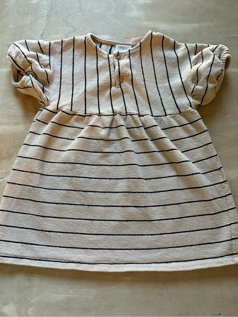 Zara Cream Dress with Black Stripes